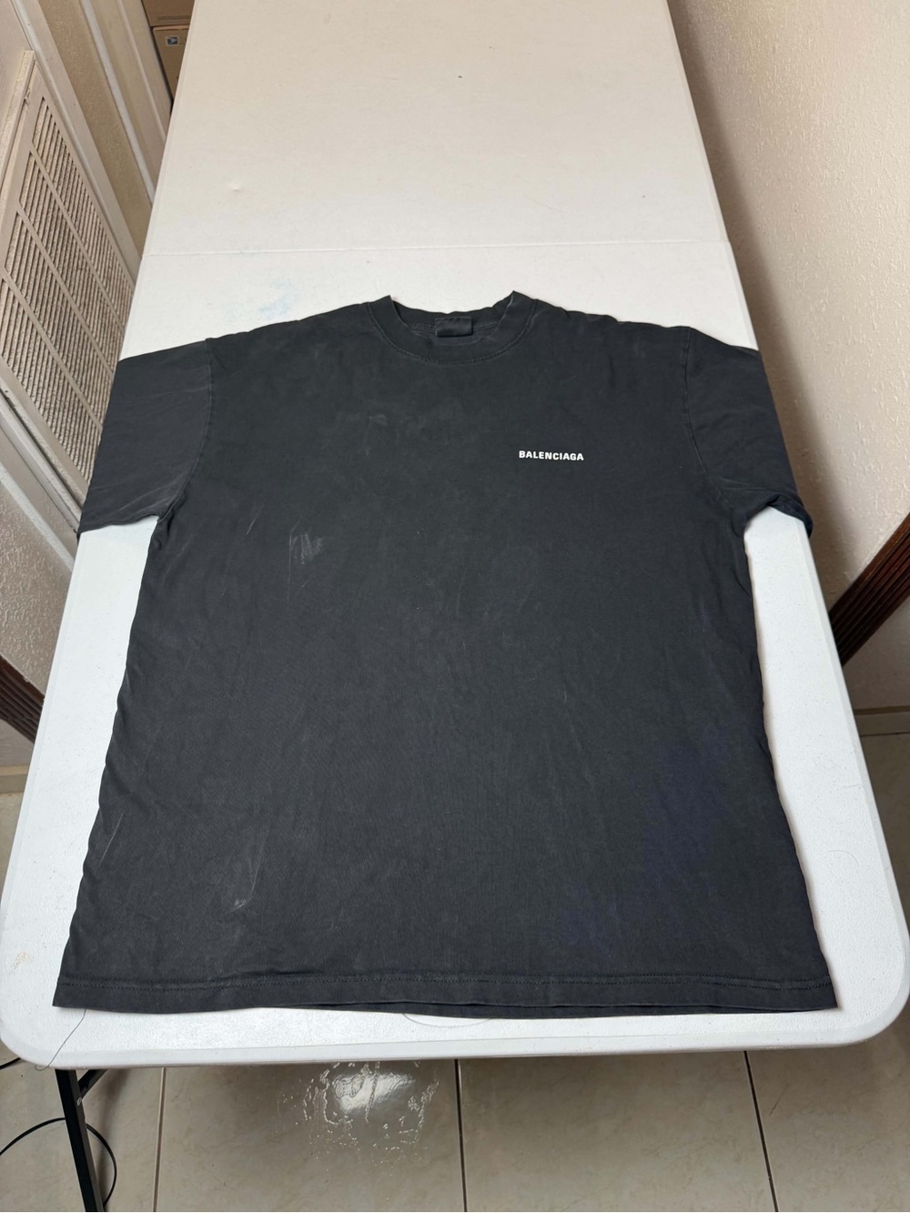 USED BALENCIAGA BACK LOGO T-SHIRT, BLACK Sz L